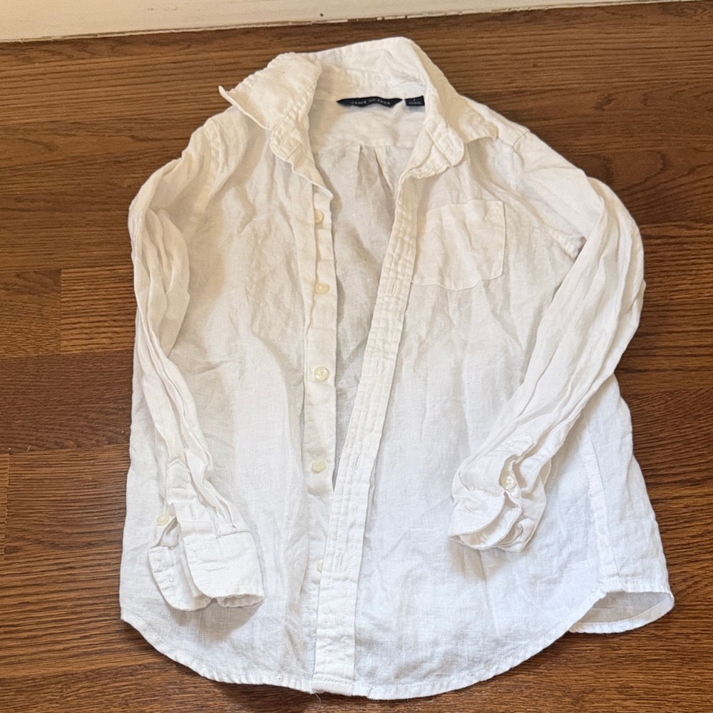 Boy’s White Linen Button-Up Shirt